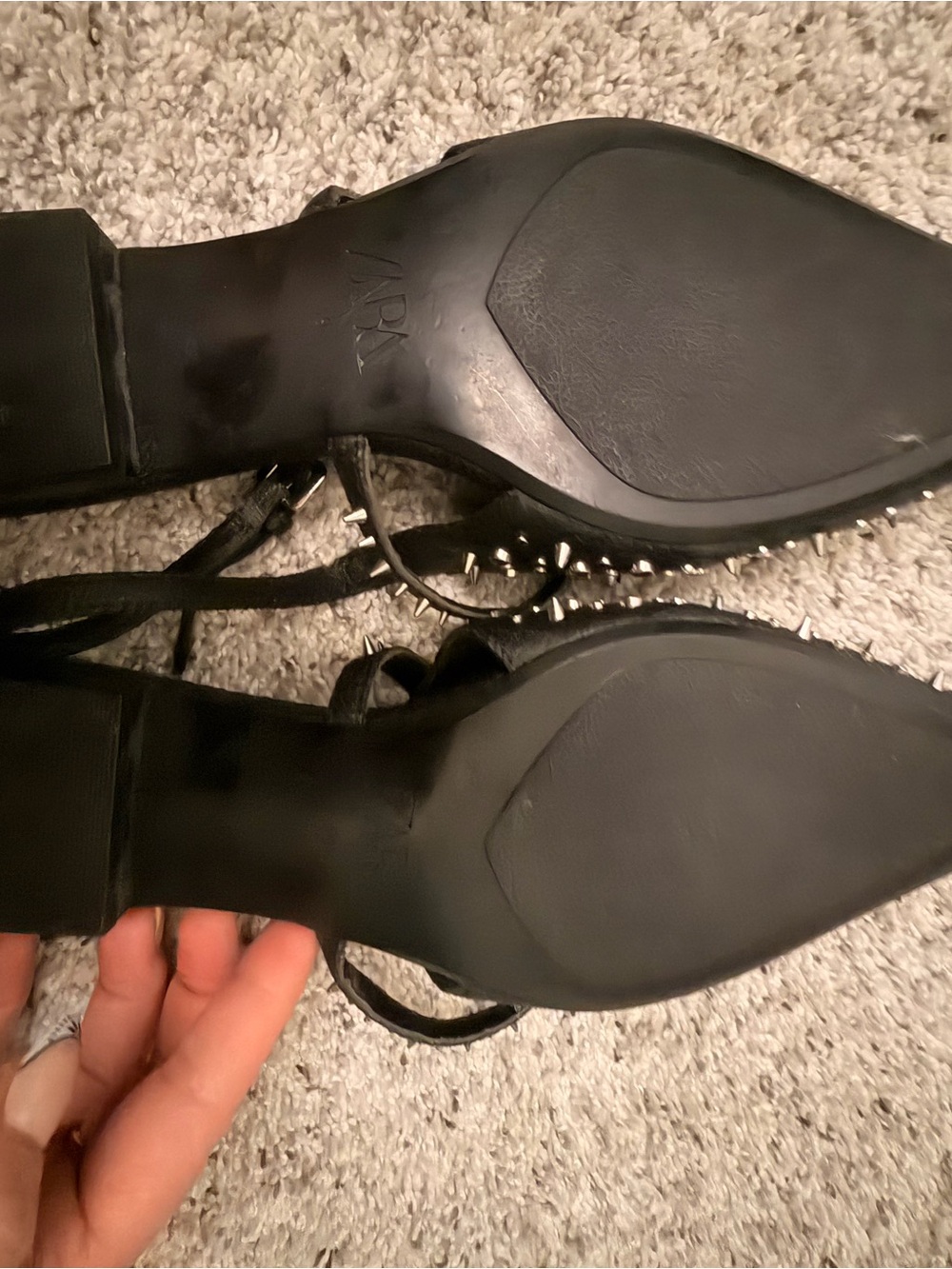 Zara Slingback Studded Low Heel Shoes Black Size 39 Size 8 - Picture 7 of 8